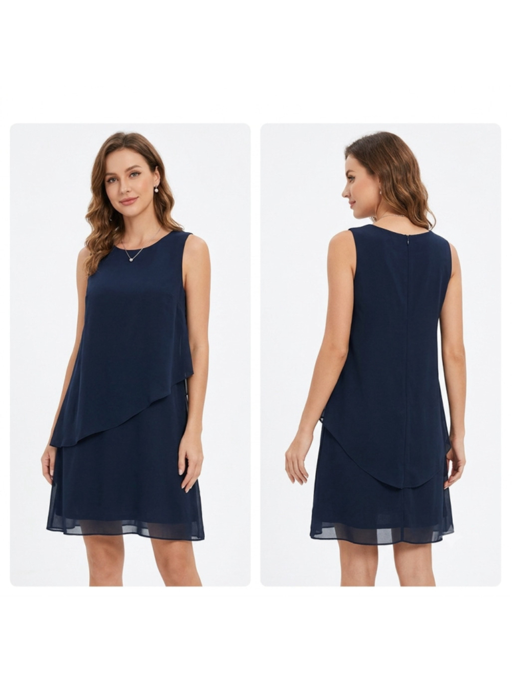 Soft Surroundings Ocean Drive Dress M Black Layered Chiffon Sheath Sleeveless